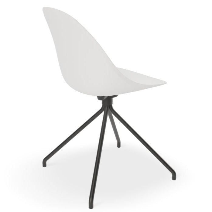 Shadowed Pebble White Pyramid Base Dining Chair