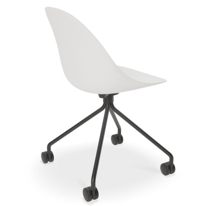 Shadowed Pebble White Pyramid Base with Castors Dining Chair