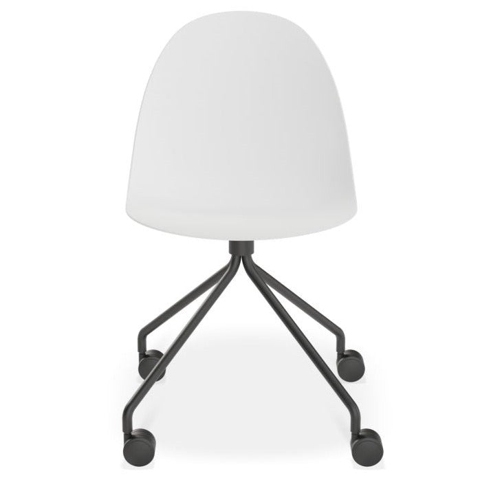 Shadowed Pebble White Pyramid Base with Castors Dining Chair