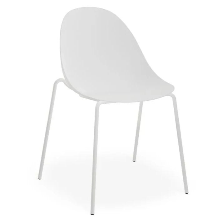 Shadowed Pebble White Shell Seat 4 Post Base Dining Chair