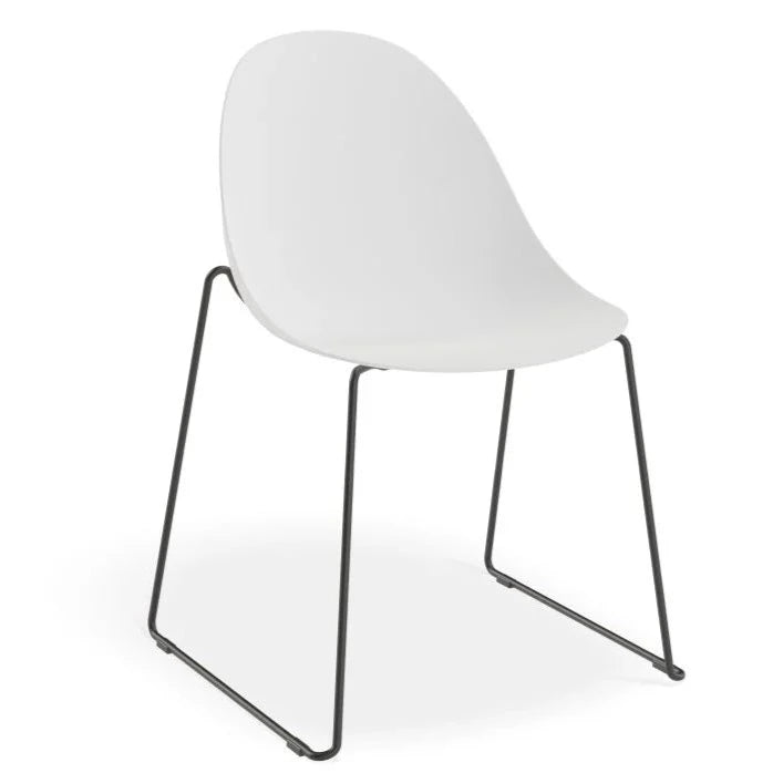 Shadowed Pebble White Sled Base - Black Dining Chair