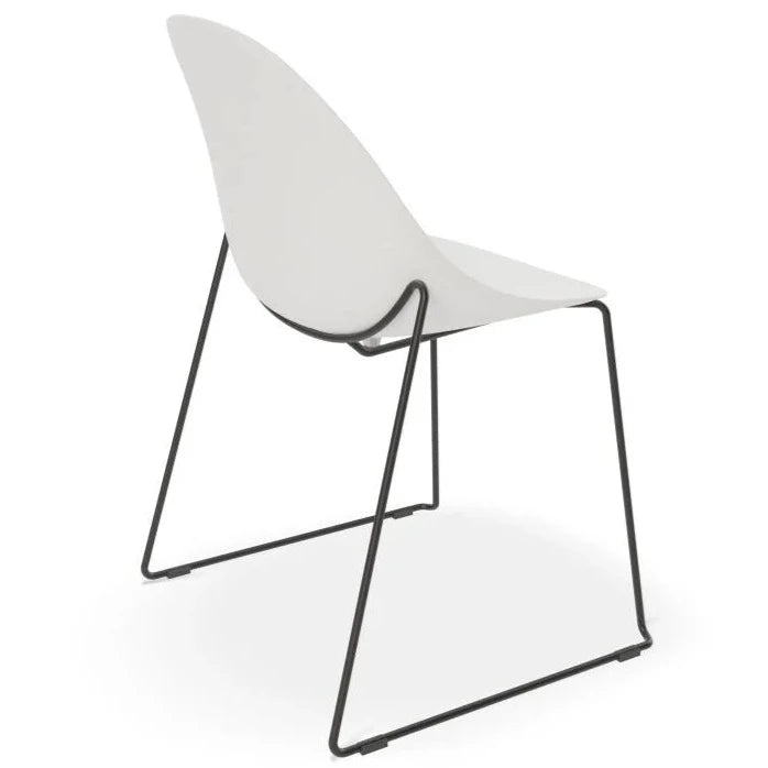 Shadowed Pebble White Sled Base - Black Dining Chair