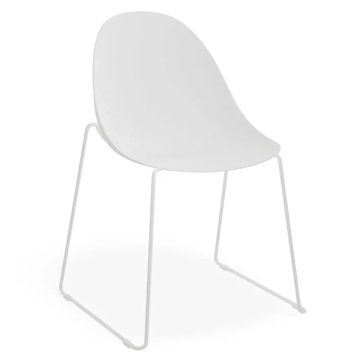 Shadowed Pebble White Sled Base - White Dining Chair