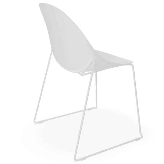 Shadowed Pebble White Sled Base - White Dining Chair