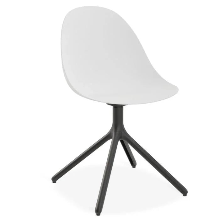 Shadowed Pebble White Swivel Base Dining Chair