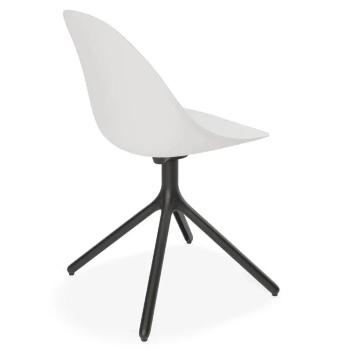 Shadowed Pebble White Swivel Base Dining Chair