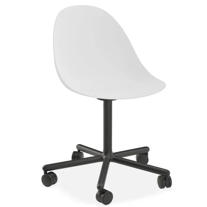 Shadowed Pebble White Swivel Base with Castors Dining Chair