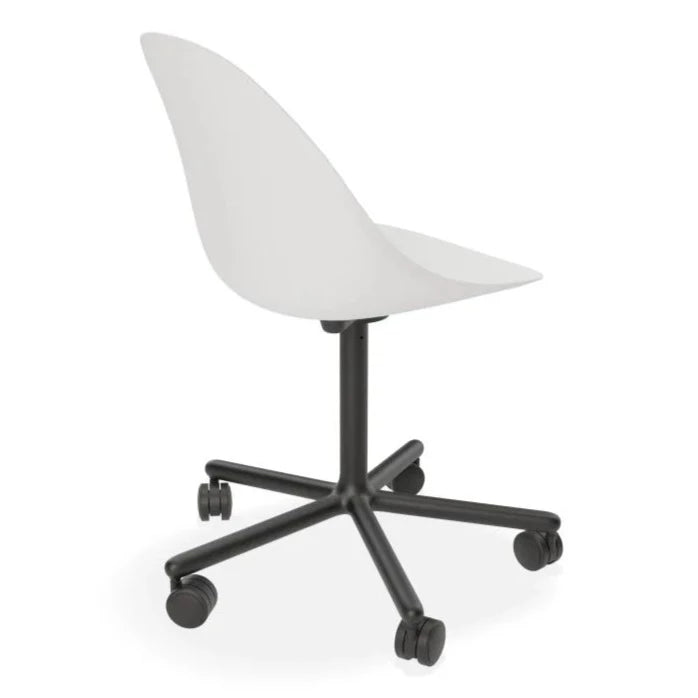 Shadowed Pebble White Swivel Base with Castors Dining Chair