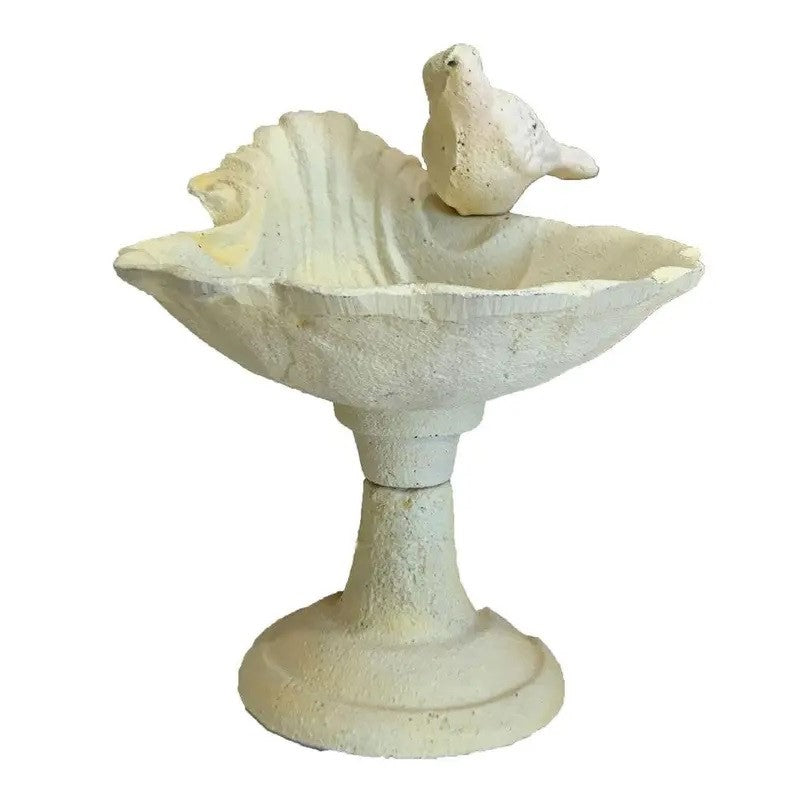 Shell Bowl Cast Iron Bird Feeder - Antique White