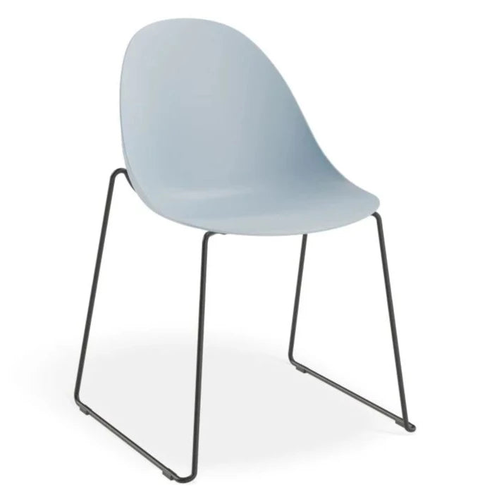 Shell Serenity Blue Sled Base - Black Dining Chair