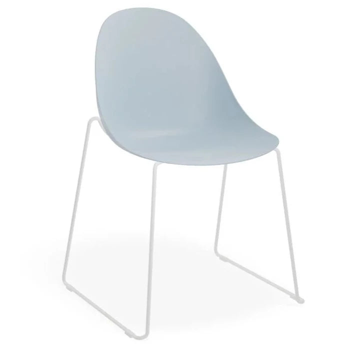 Shell Serenity Blue Sled Base - White Dining Chair