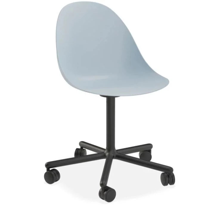 Shell Serenity Blue Swivel Base with Castors Dining Chair