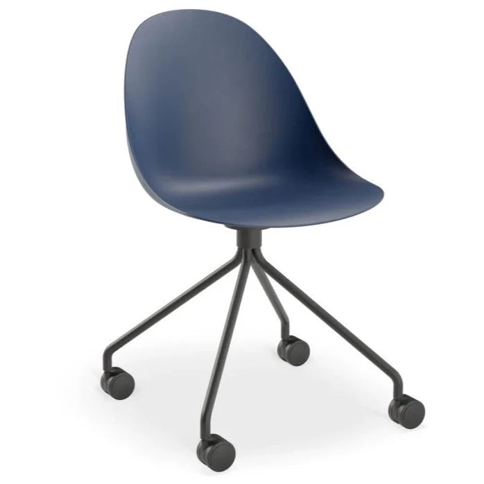 Shell Serenity Dark Blue Pyramid Base with Castors Dining Chair