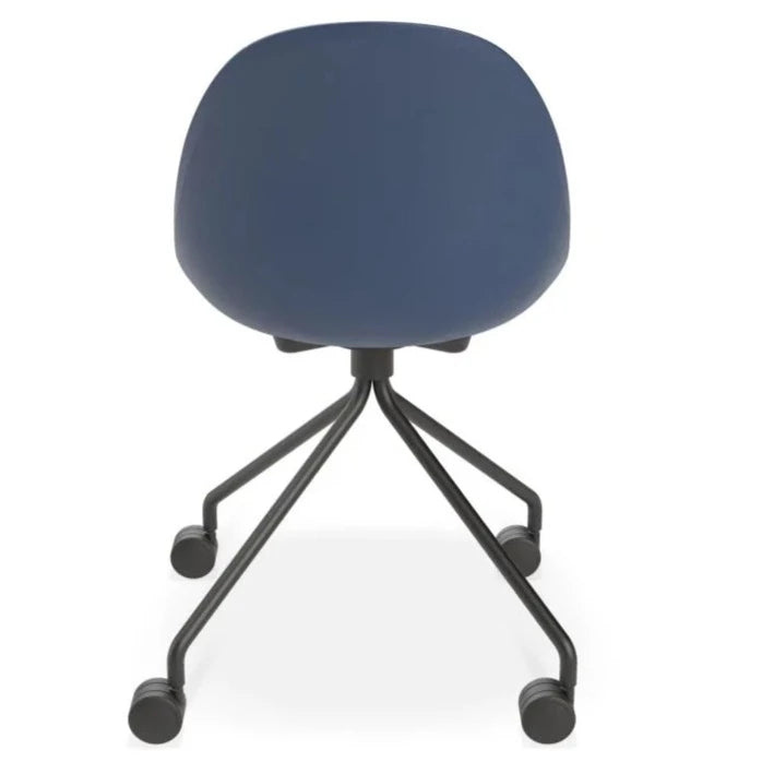 Shell Serenity Dark Blue Pyramid Base with Castors Dining Chair