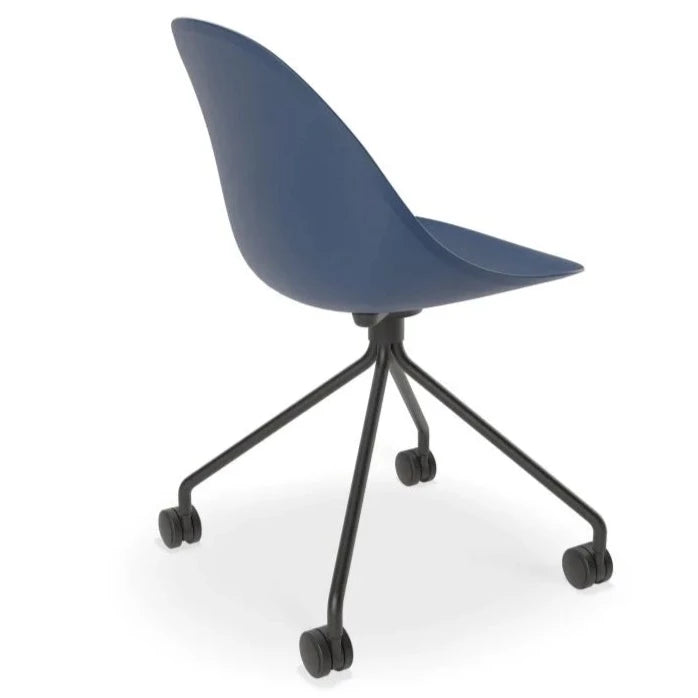 Shell Serenity Dark Blue Pyramid Base with Castors Dining Chair