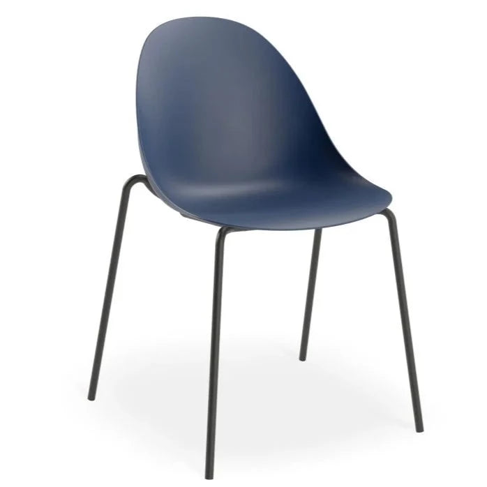 Shell Serenity Dark Blue Seat 4 Post Black Base Dining Chair