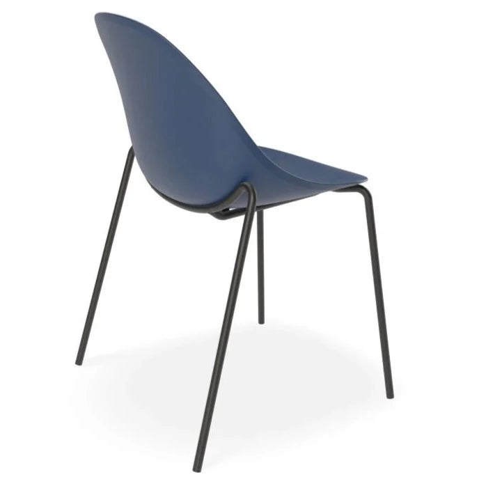 Shell Serenity Dark Blue Seat 4 Post Black Base Dining Chair