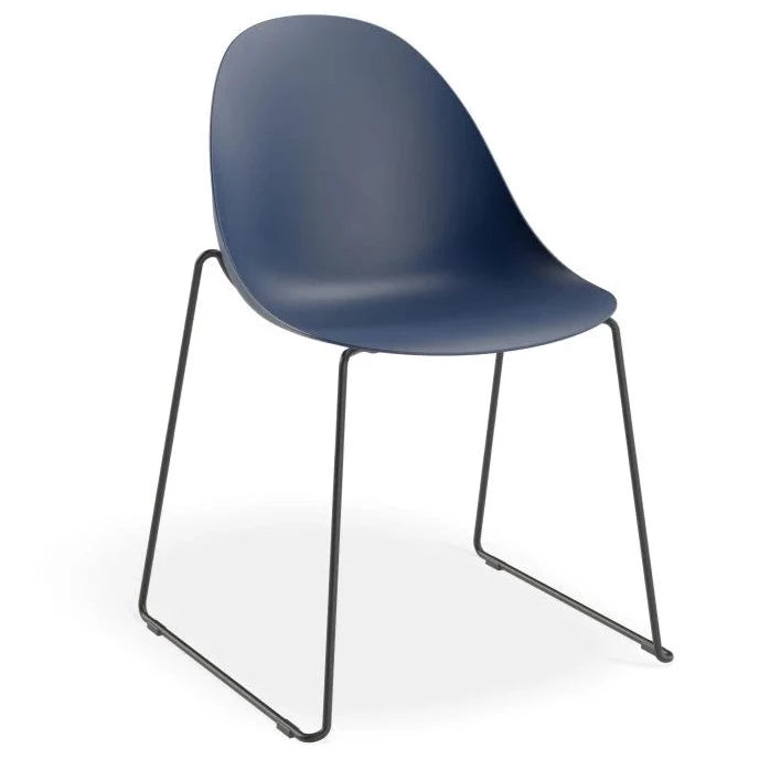 Shell Serenity Dark Blue Sled Base - Black Dining Chair