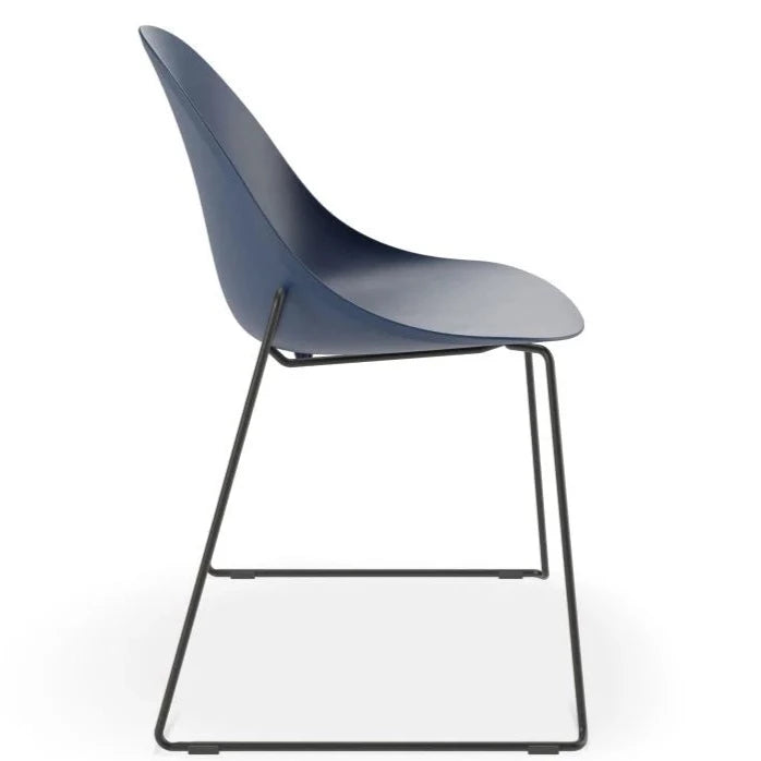 Shell Serenity Dark Blue Sled Base - Black Dining Chair