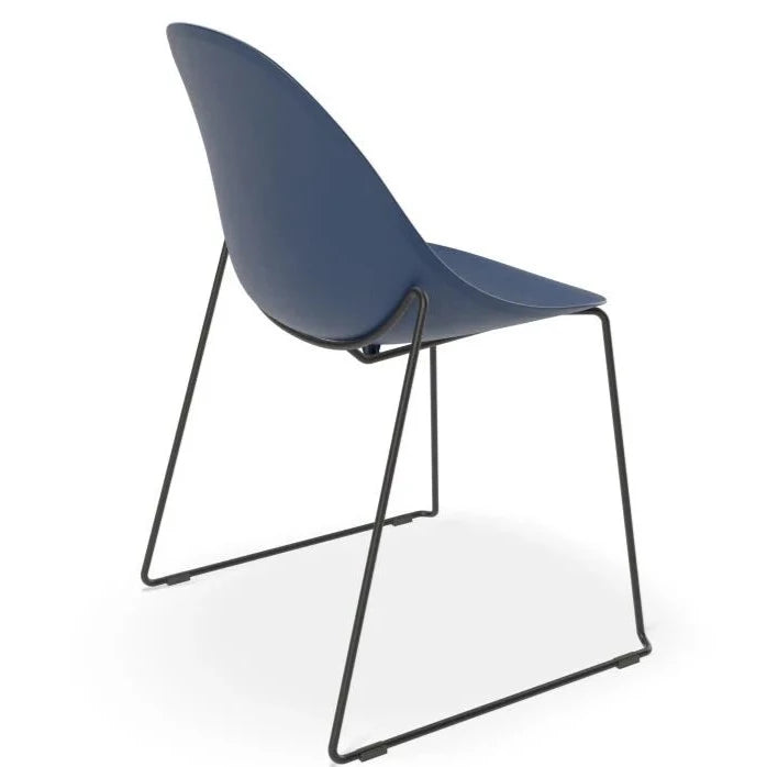 Shell Serenity Dark Blue Sled Base - Black Dining Chair