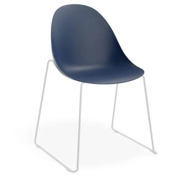 Shell Serenity Dark Blue Sled Base - White Dining Chair