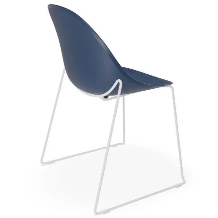 Shell Serenity Dark Blue Sled Base - White Dining Chair