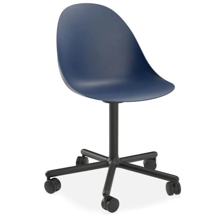 Shell Serenity Dark Blue Swivel Base with Castors Dining Chair