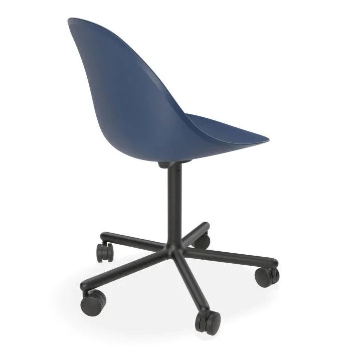 Shell Serenity Dark Blue Swivel Base with Castors Dining Chair