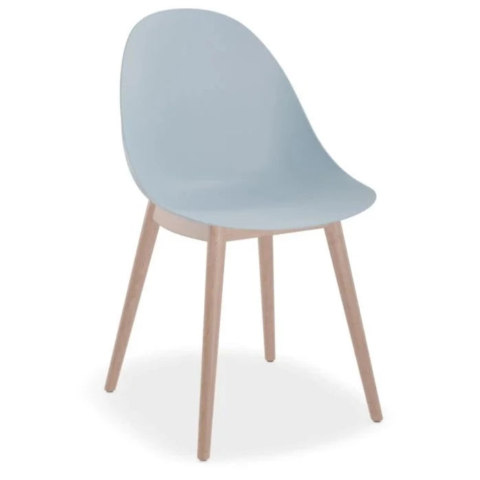 Shell Serenity Pale Blue Seat Wooden Legs Dining Chair