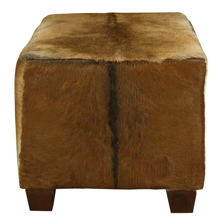 Sierra Handcrafted Goat Hide Ottoman