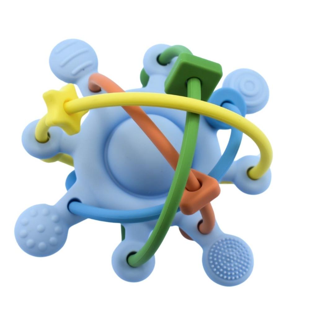 Silicone Sensory Space Rattle Teether - Blue