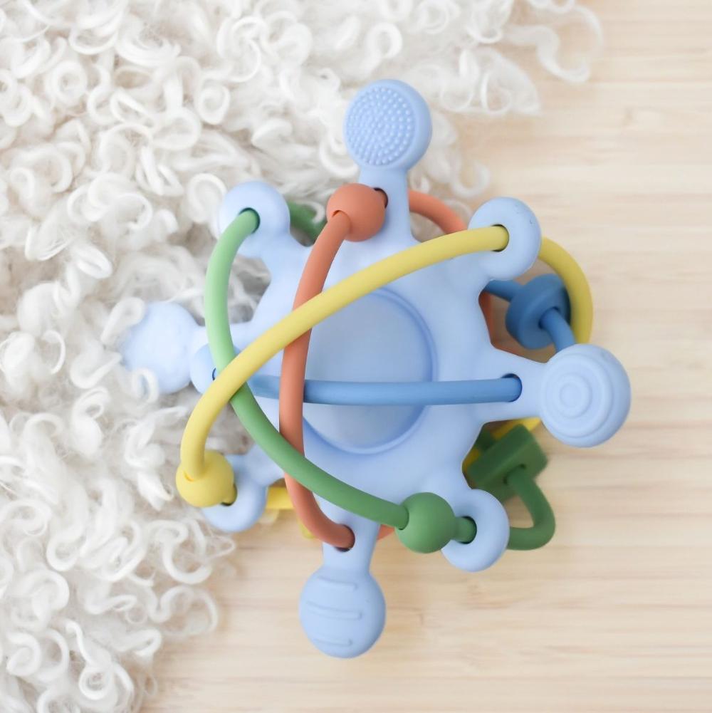 Silicone Sensory Space Rattle Teether - Blue