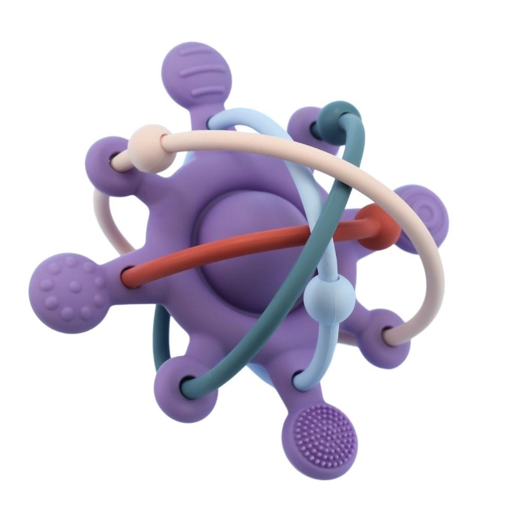 Silicone Sensory Space Rattle Teether - Purple