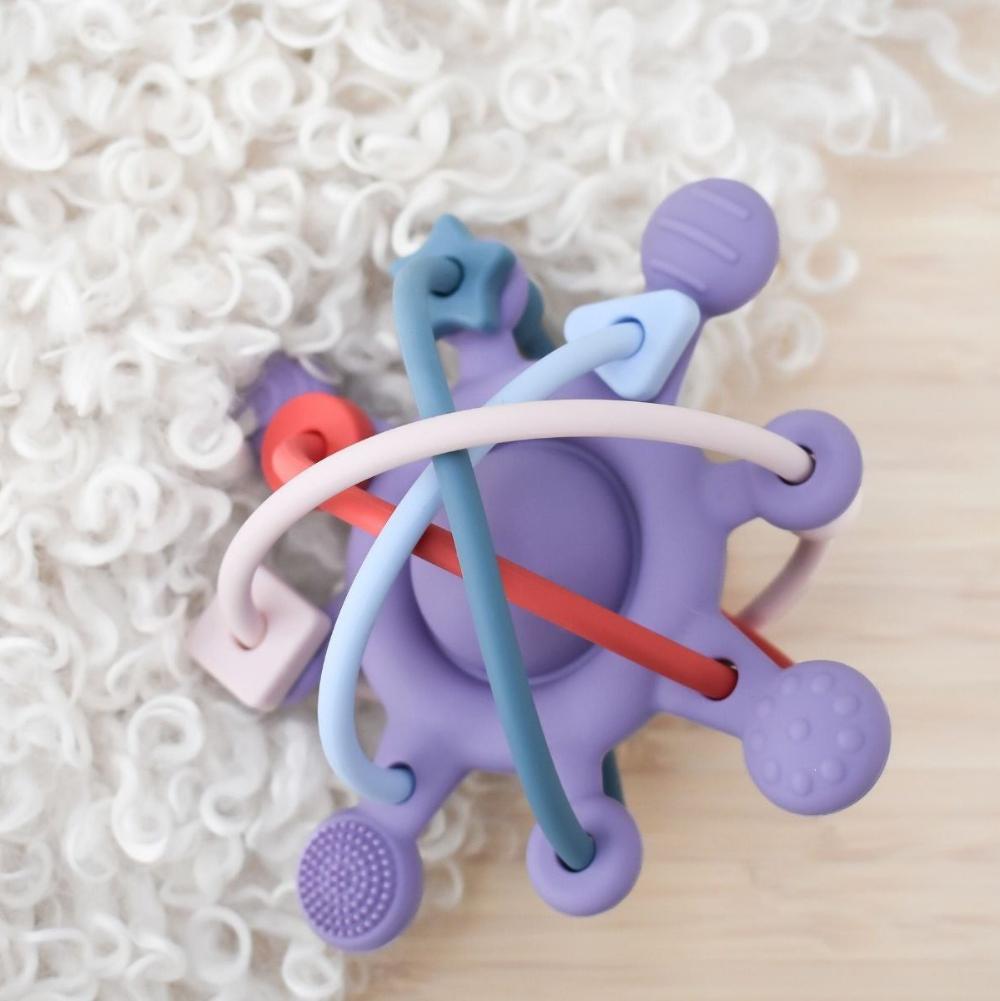 Silicone Sensory Space Rattle Teether - Purple