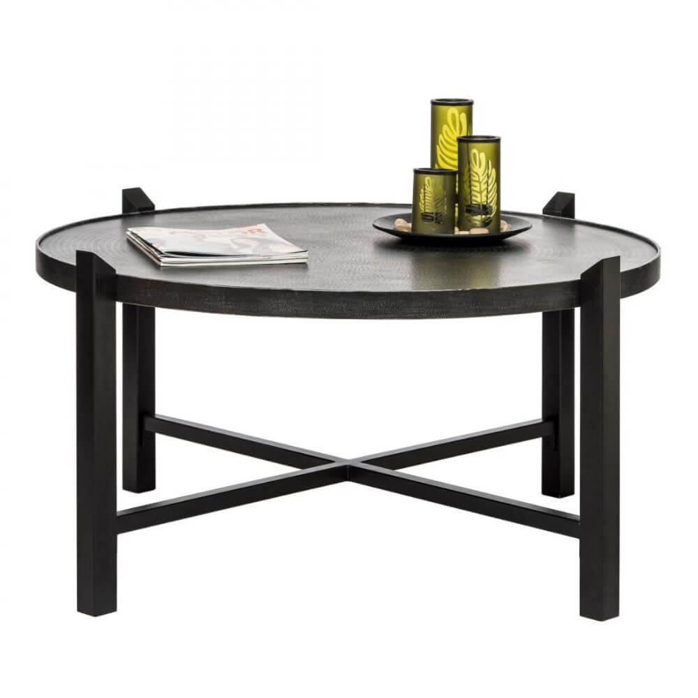 Silver Black Finish Wrought Iron Round Coffee Table