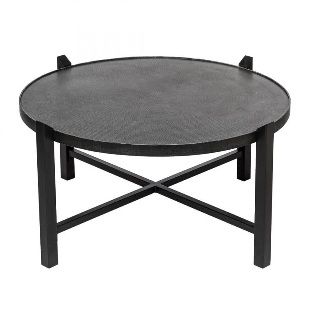 Silver Black Finish Wrought Iron Round Coffee Table