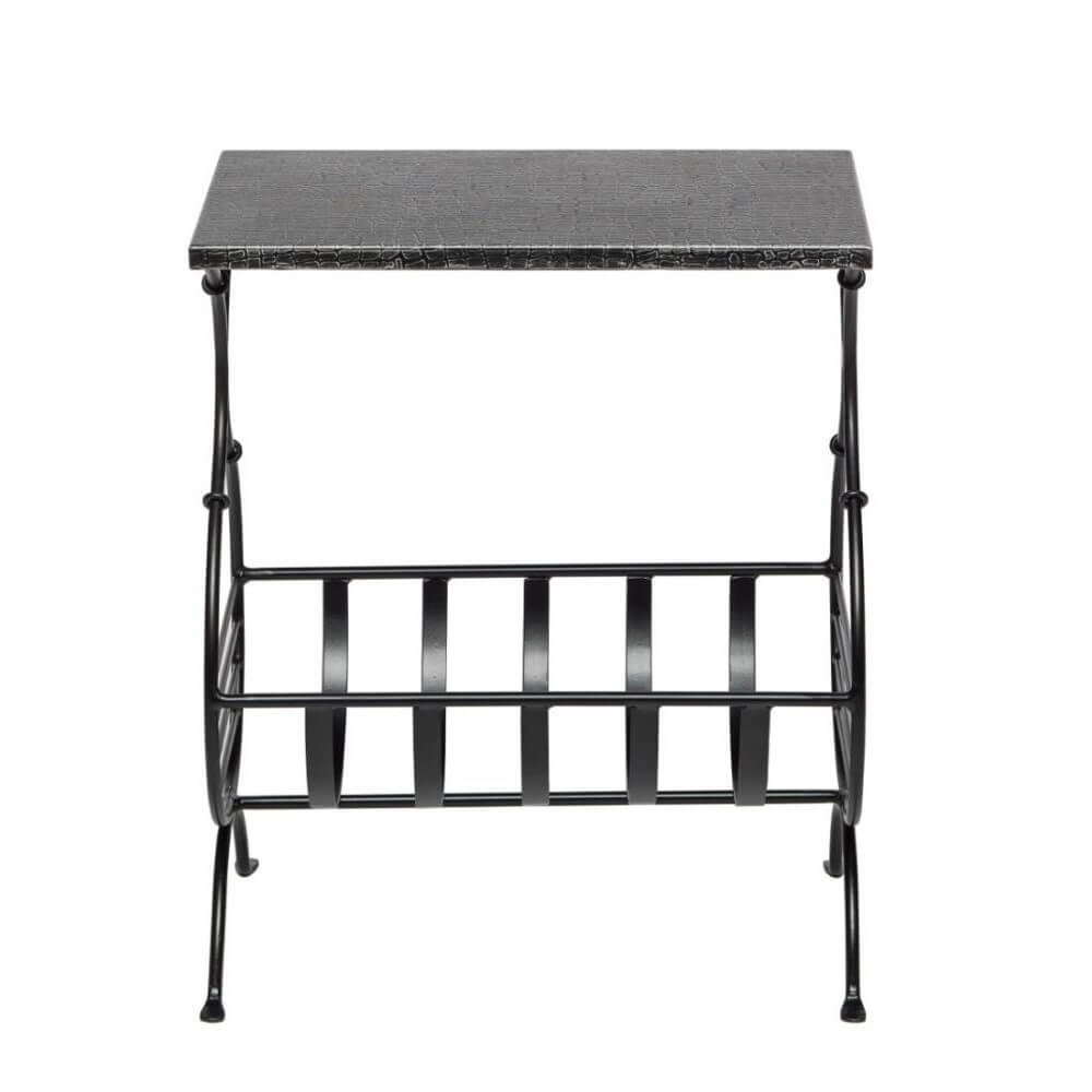 Silver Black Iron Bedside Table With Magazine Holder