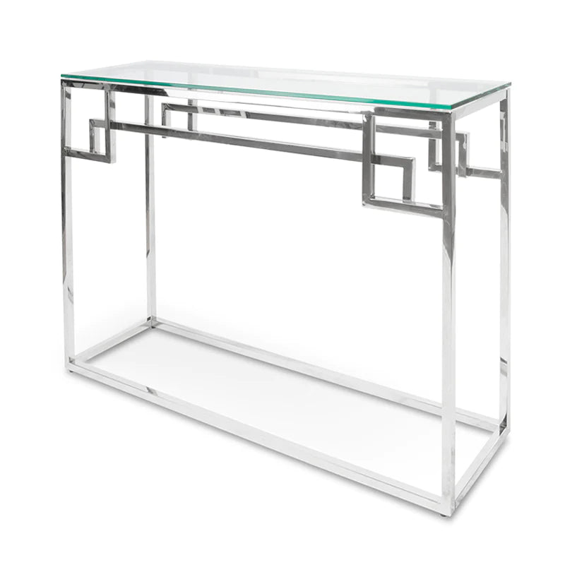 Silver Glow Glass Console Table 115cms