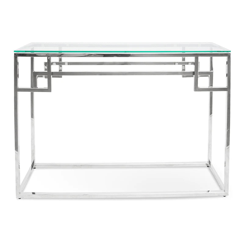 Silver Glow Glass Console Table 115cms