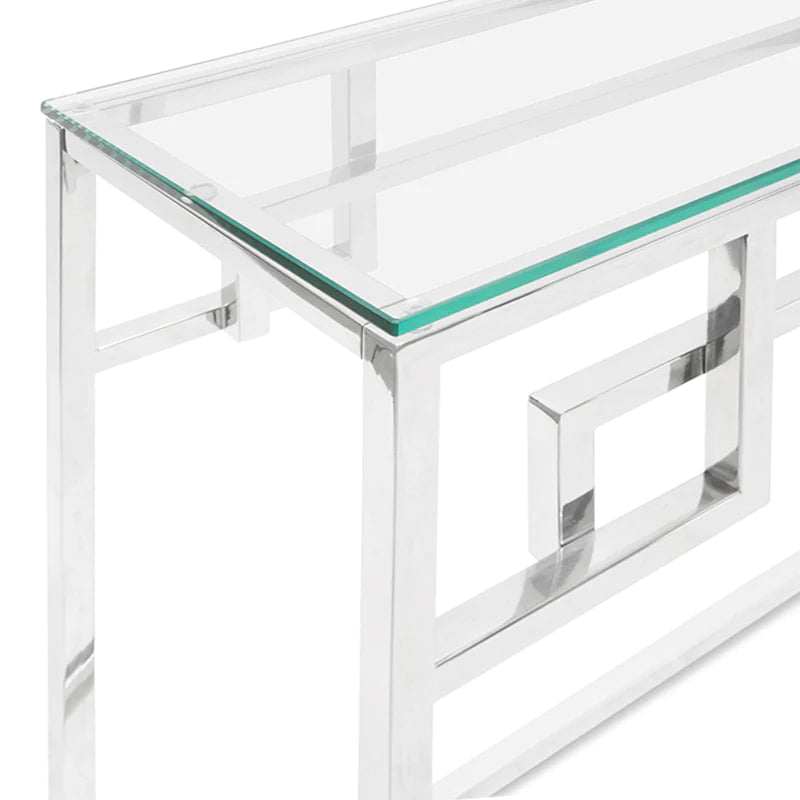 Silver Glow Glass Console Table 115cms