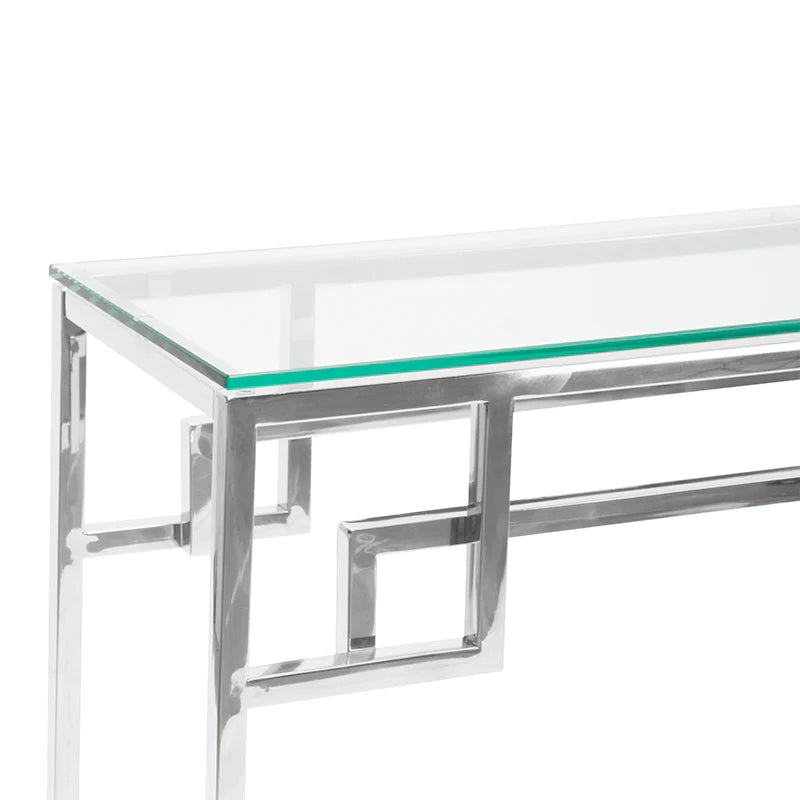 Silver Glow Glass Console Table 115cms