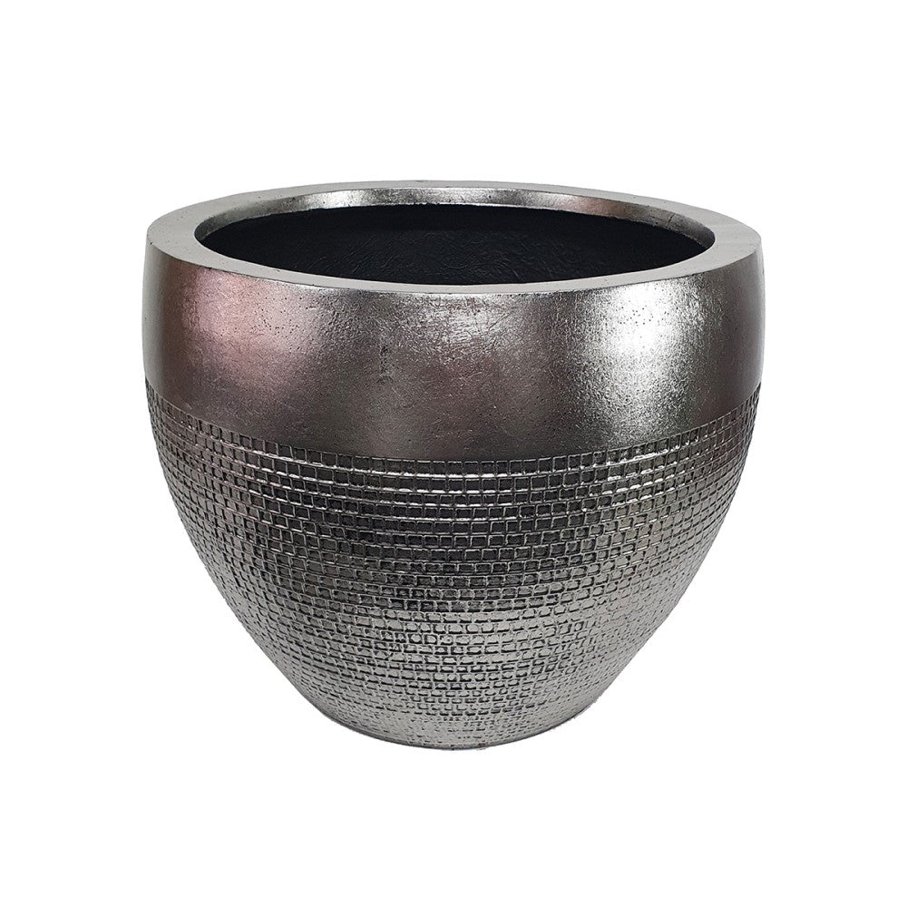 Silver Shine Halo Round Planter Pot