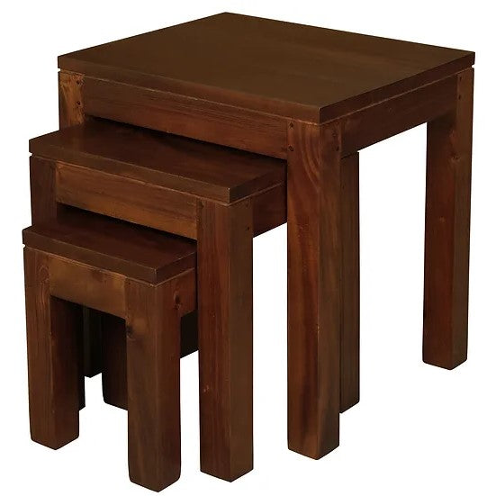 Simple Oak Nest of Table (Set of 3) - Brown