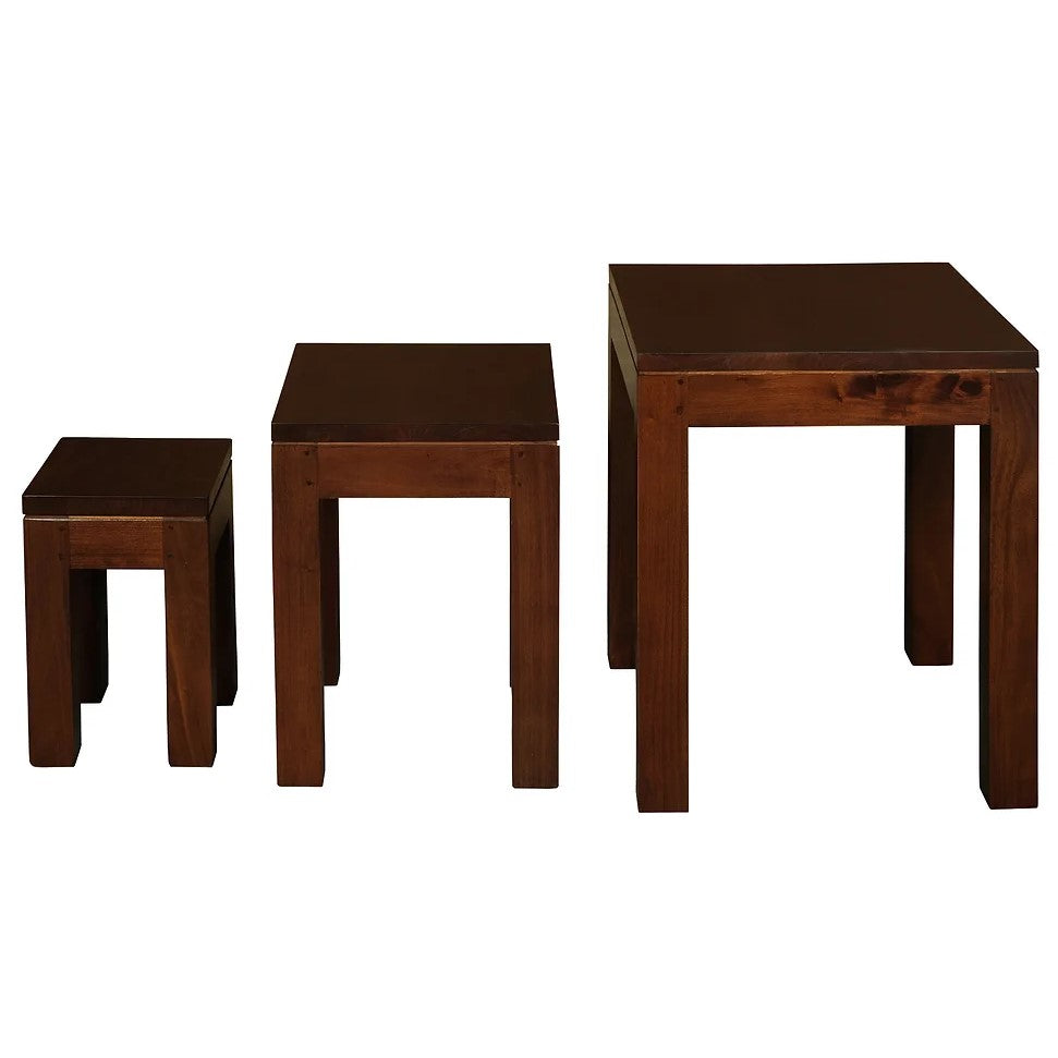 Simple Oak Nest of Table (Set of 3) - Brown