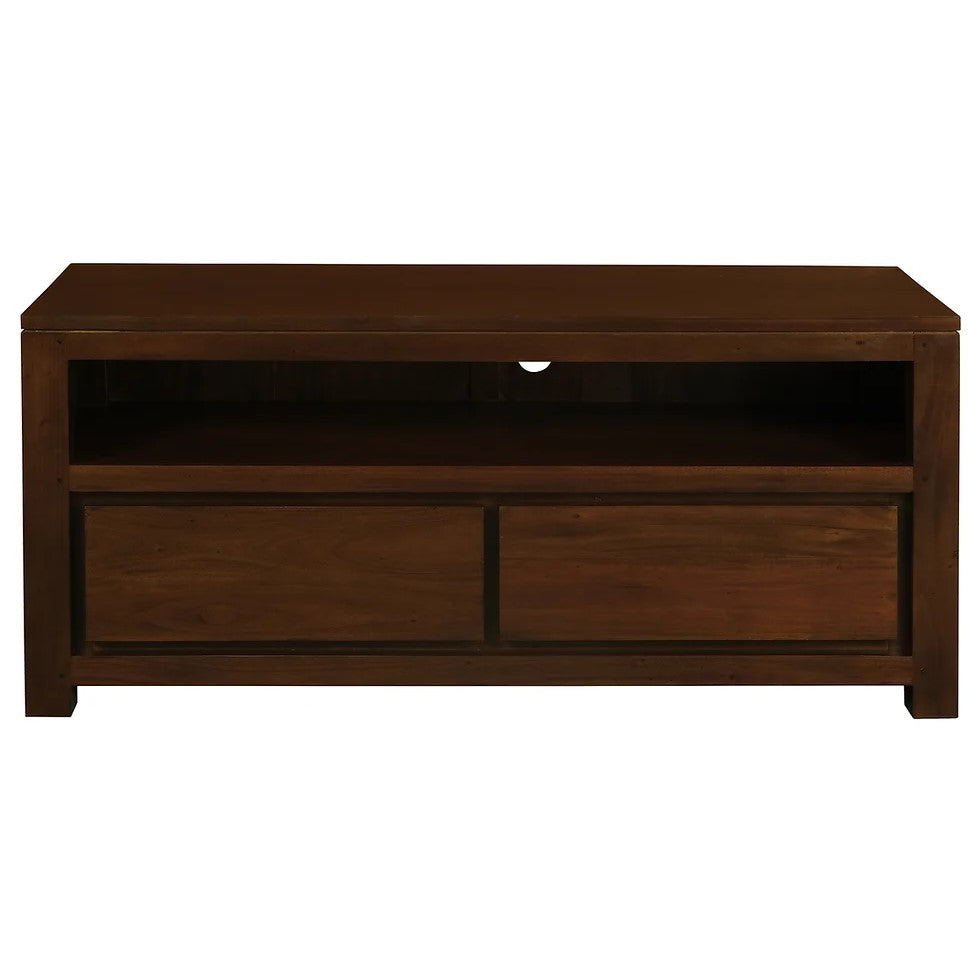 Simple Wooden 2-Drawer Entertainment Unit - Brown