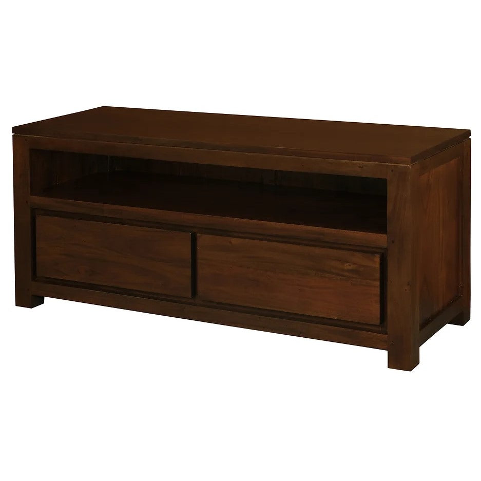 Simple Wooden 2-Drawer Entertainment Unit - Brown