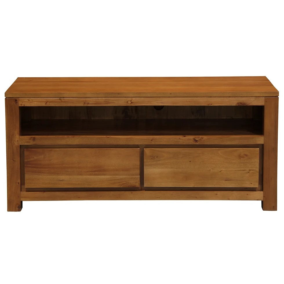 Simple Wooden 2-Drawer Entertainment Unit - Light Brown