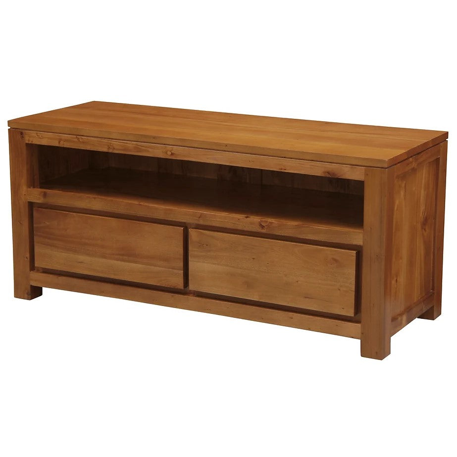 Simple Wooden 2-Drawer Entertainment Unit - Light Brown