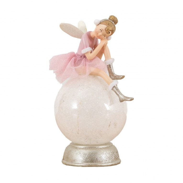 Sitting Fairy Whispers LED-Enhanced Snow Globe