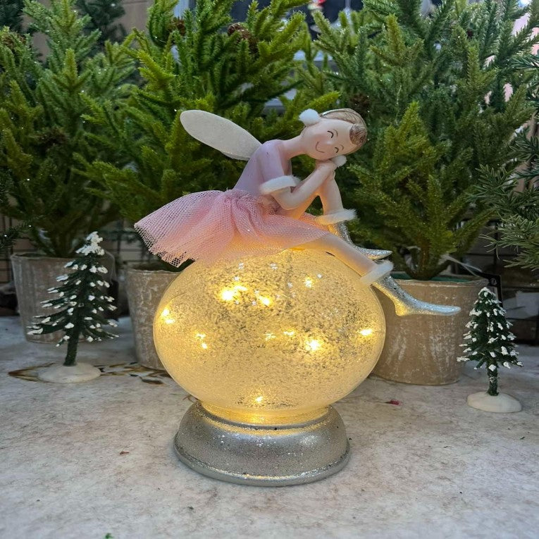 Sitting Fairy Whispers LED-Enhanced Snow Globe